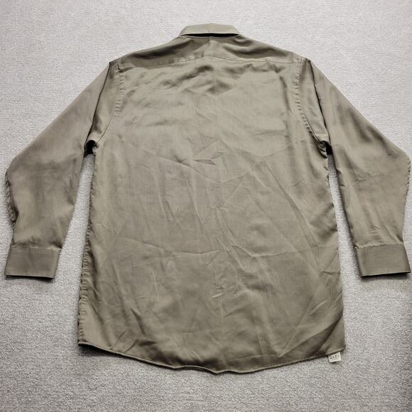 Arrow Men's Large Button Down Long Sleeve Casual Pique Shirt Light Brown - Picture 2 of 9